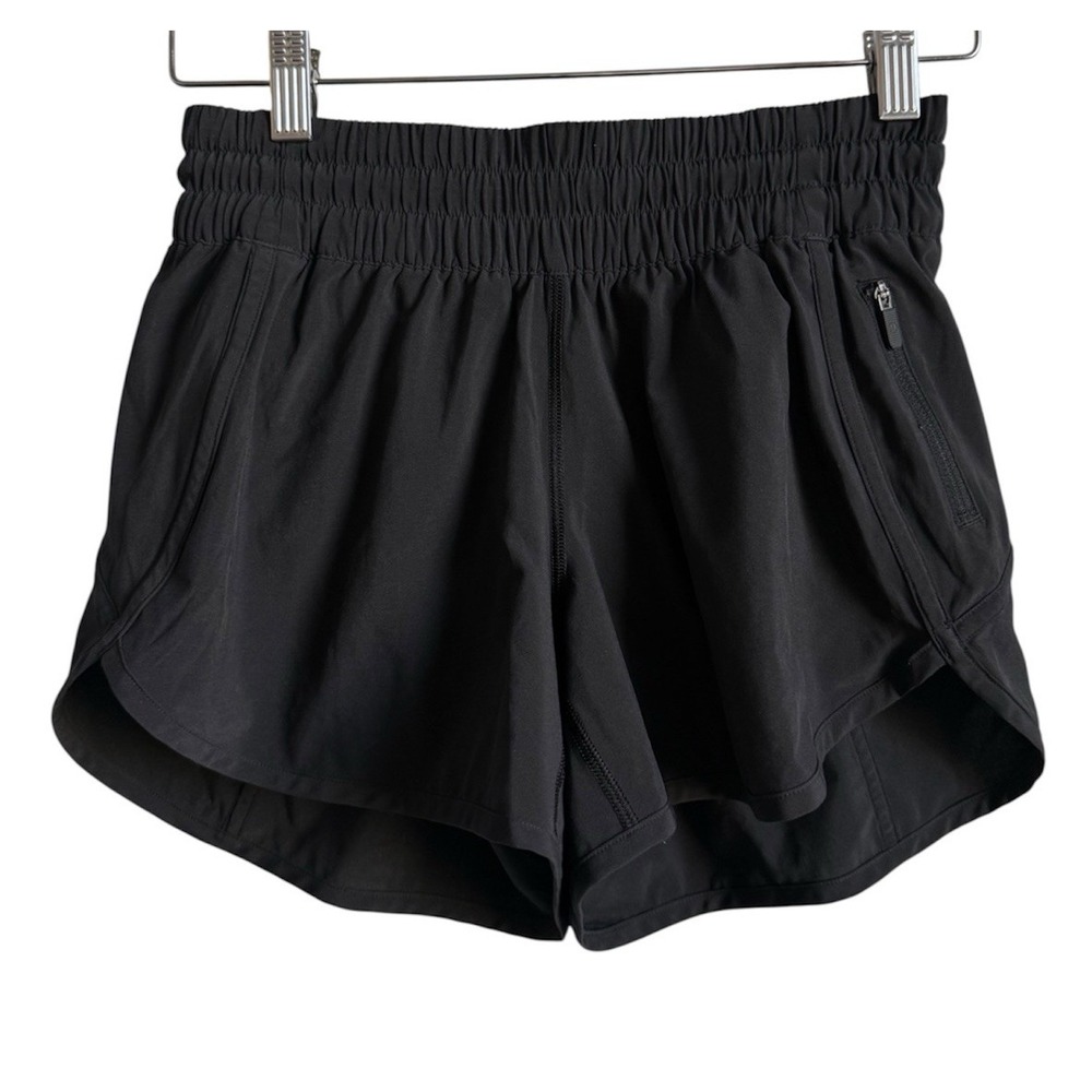 Lululemon Tracker Short V 4" Black Athletic Running Shorts Lined Smocked Size 6